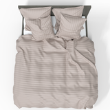 Handgjort lyxigt Premium randigt satinbomull påslakanset | Mushroom