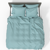 Handgjord lyxig Premium randig satinbomull påslakan | Aquifer