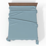 Handgjord lyxig Premium randig satinbomullslakan utan resår | Stone Blue