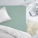 Handgjord lyxig Premium satinbomullslakan med resår | Blue Surf