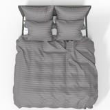Handmade Luxurious Premium Striped Satin Cotton Bedding Set | Wisdom Gray