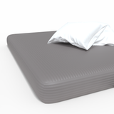 Handgjord lyxig Premium randig satinbomullslakan med resår | Wisdom Gray