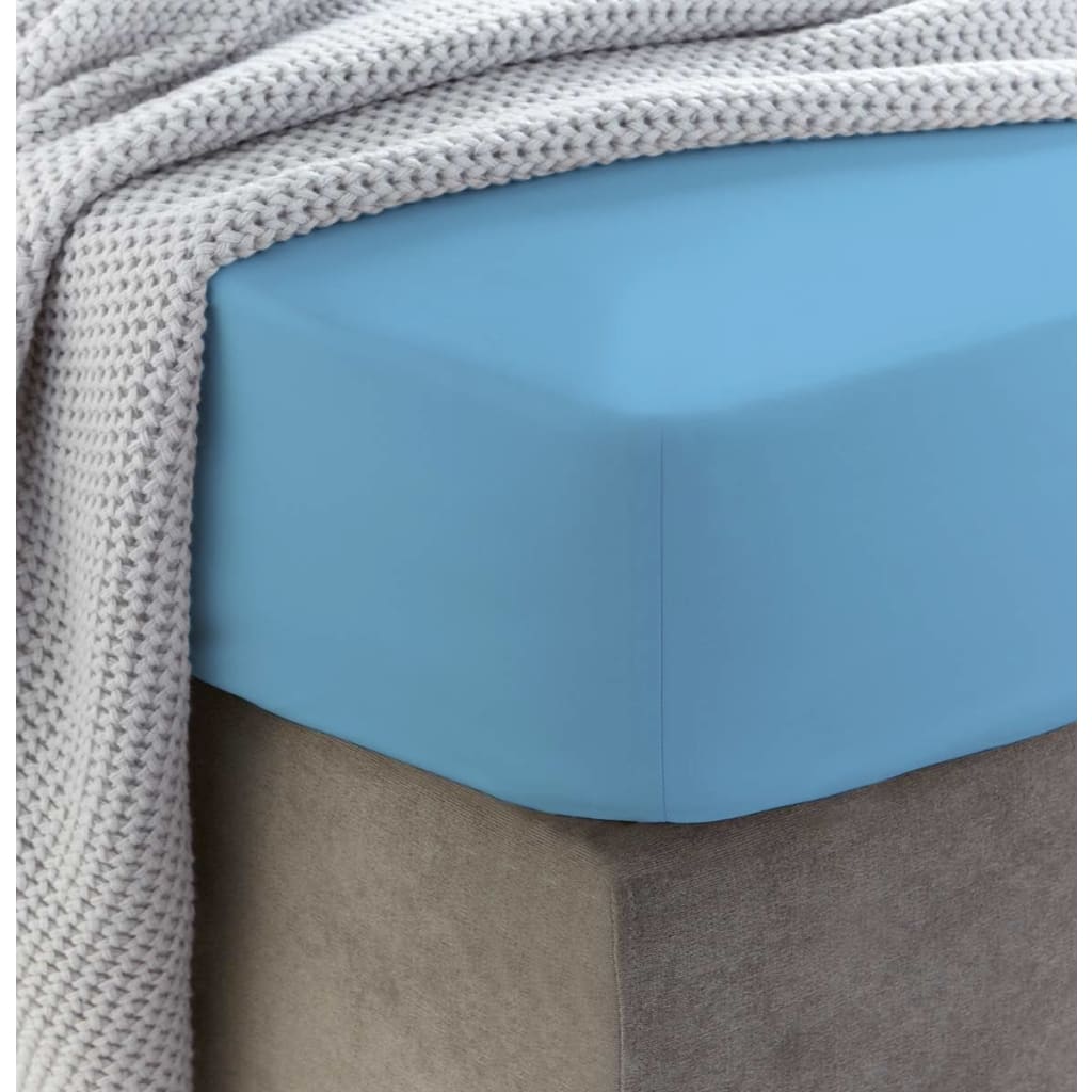 Sewn cotton fitted sheet with elastic | Alaskan blue - Cotton