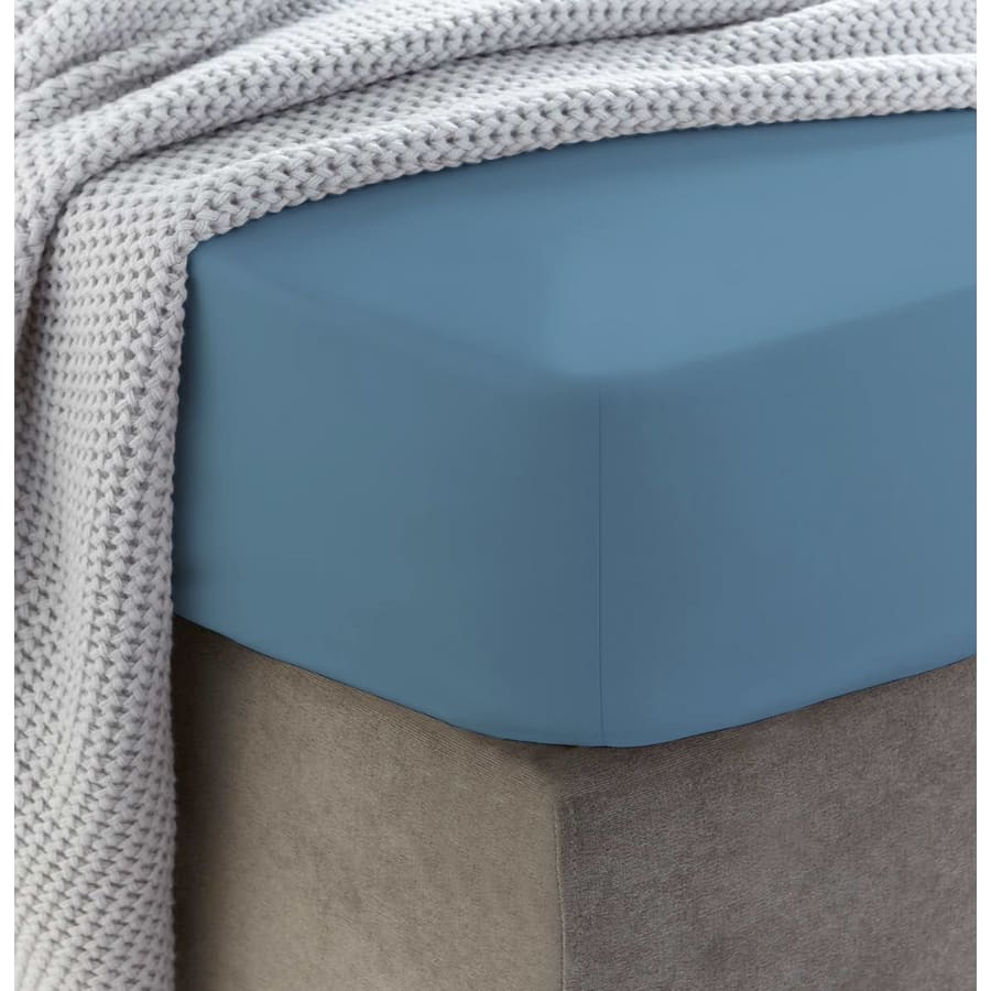 Sewn cotton fitted sheet with elastic | Blue heaven - Cotton