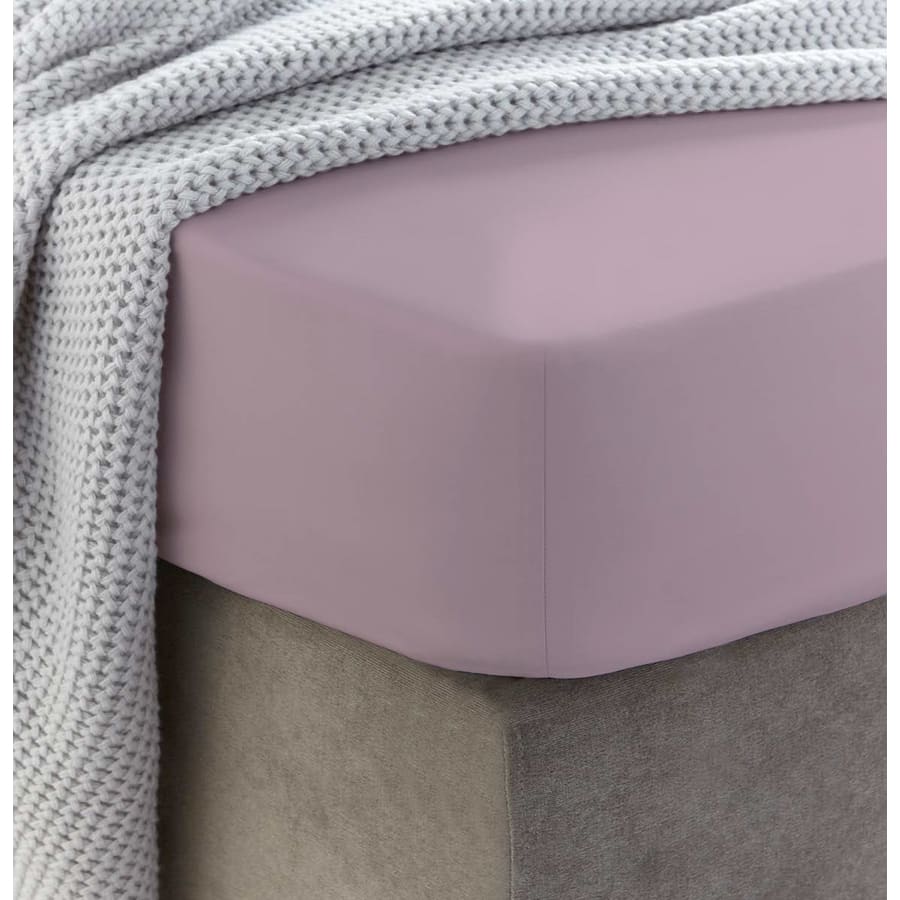 Sewn cotton fitted sheet with elastic | Mauve shadows - Cotton