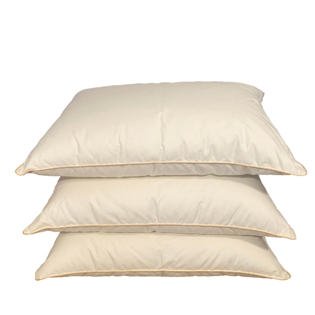 Dubbelt täcke och två kuddar med gåsdun och fjädrar